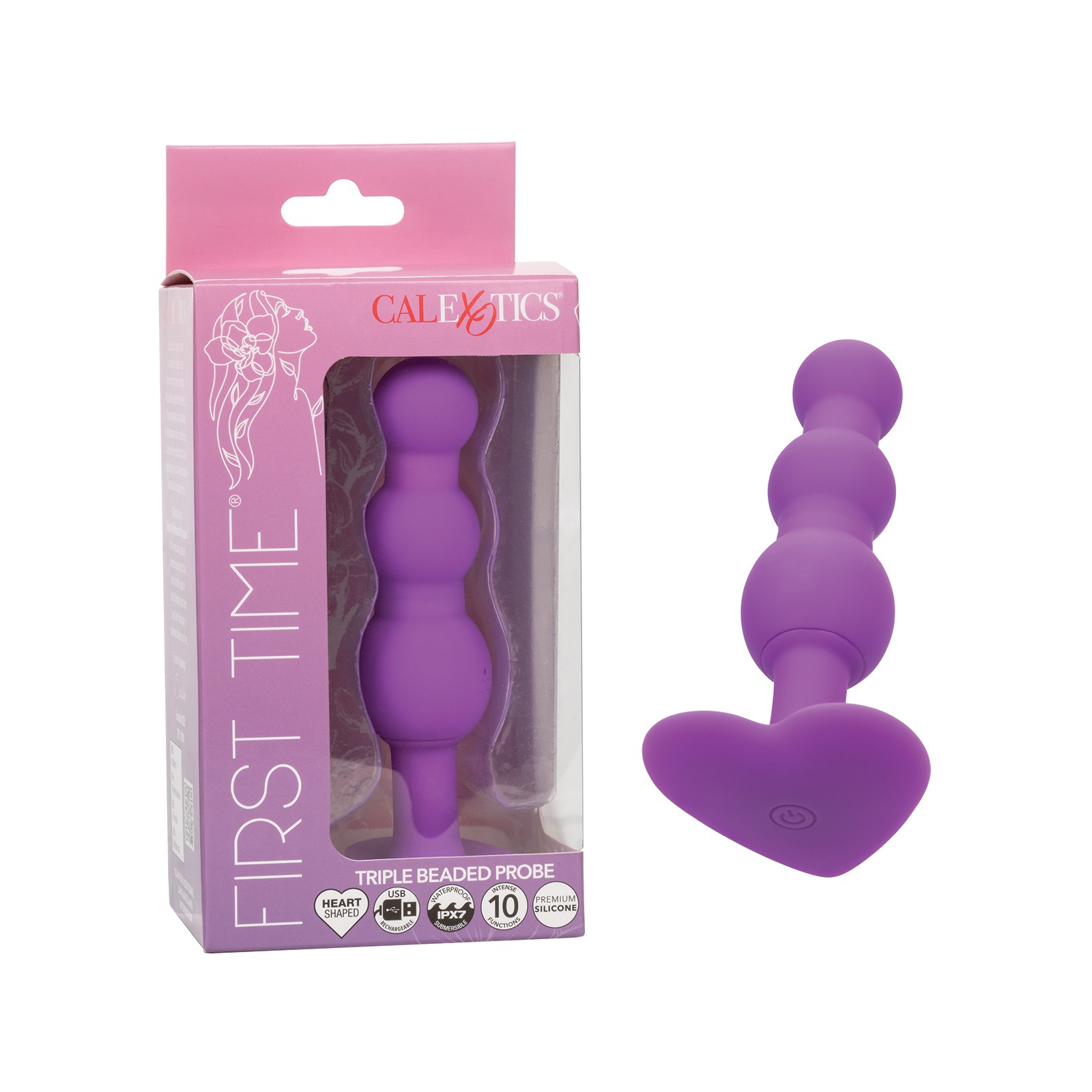 First Time Vibrating Triple Beaded Probe Purple