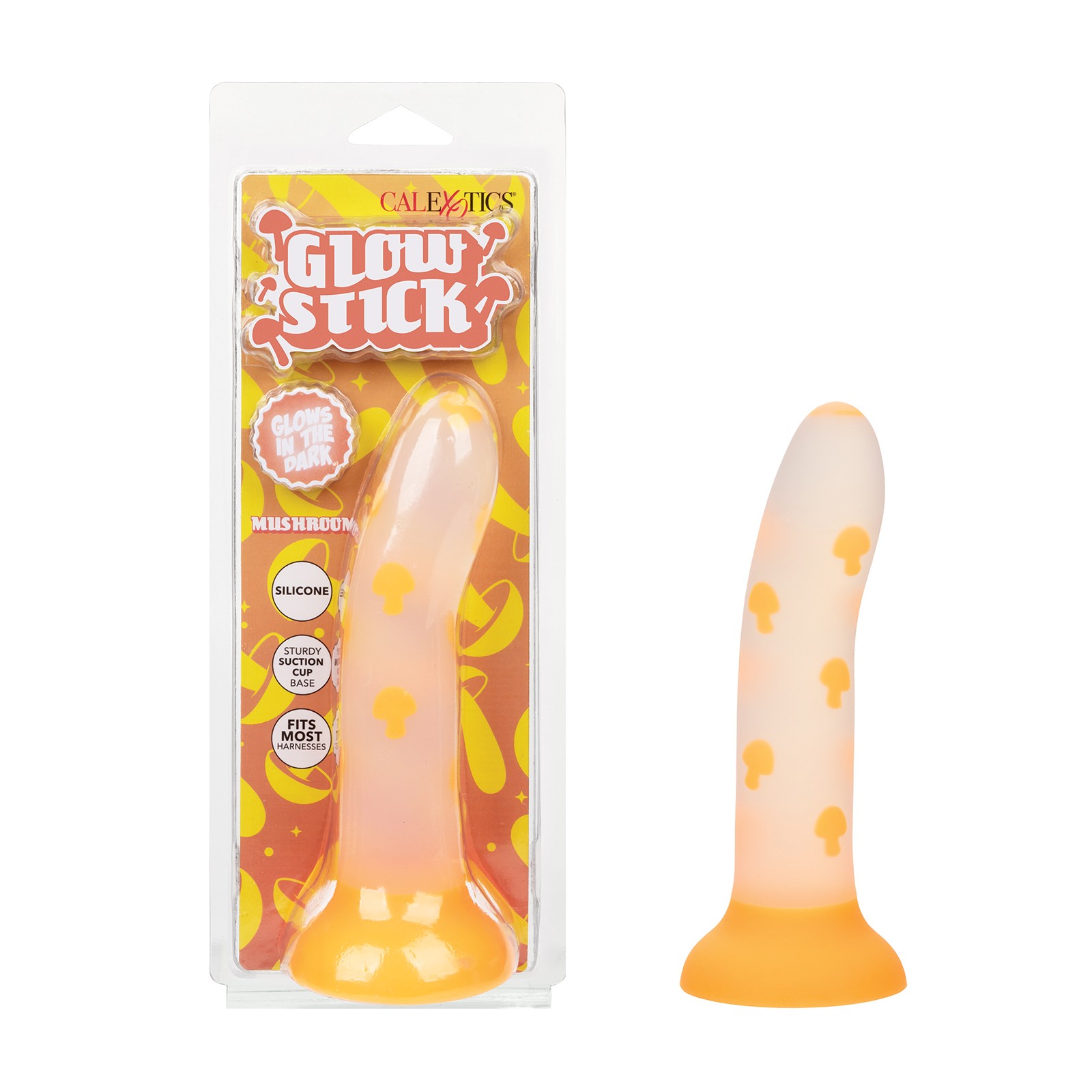 Dildo Succionador Glow Stick Mushroom Naranja