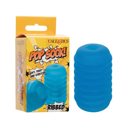 Pop Sock Ribbed Masturbator - Blue