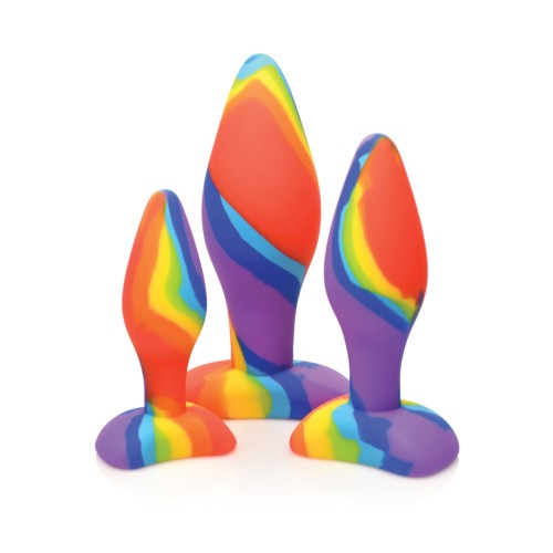 Curve Toys Rainbow Silicone Butt Plug Set