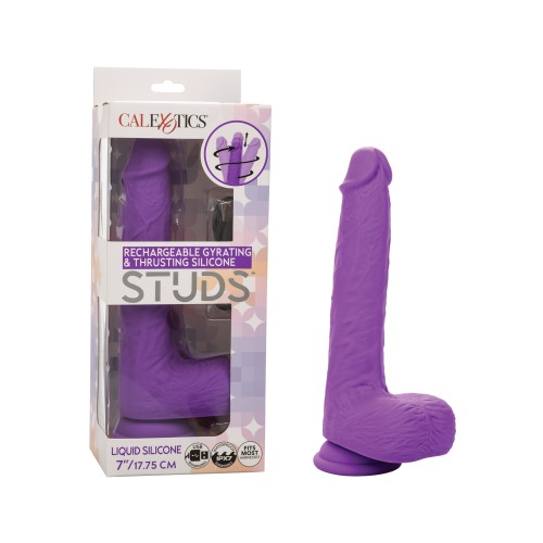 Rechargeable Gyrating Thrusting Vibrator Silicone Studs Purple