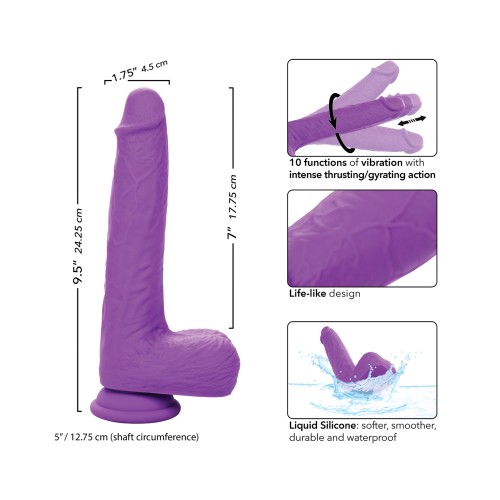 Rechargeable Gyrating Thrusting Vibrator Silicone Studs Purple