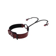 Saffron Collar with Chain Nipple Clamps