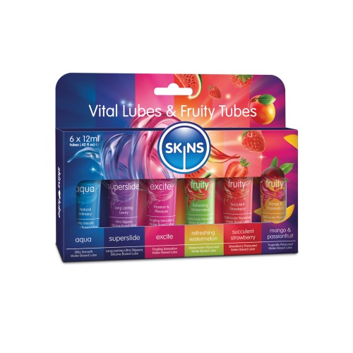 Lubricantes Vitales Skins y Tubos Frutales - Paquete de 6