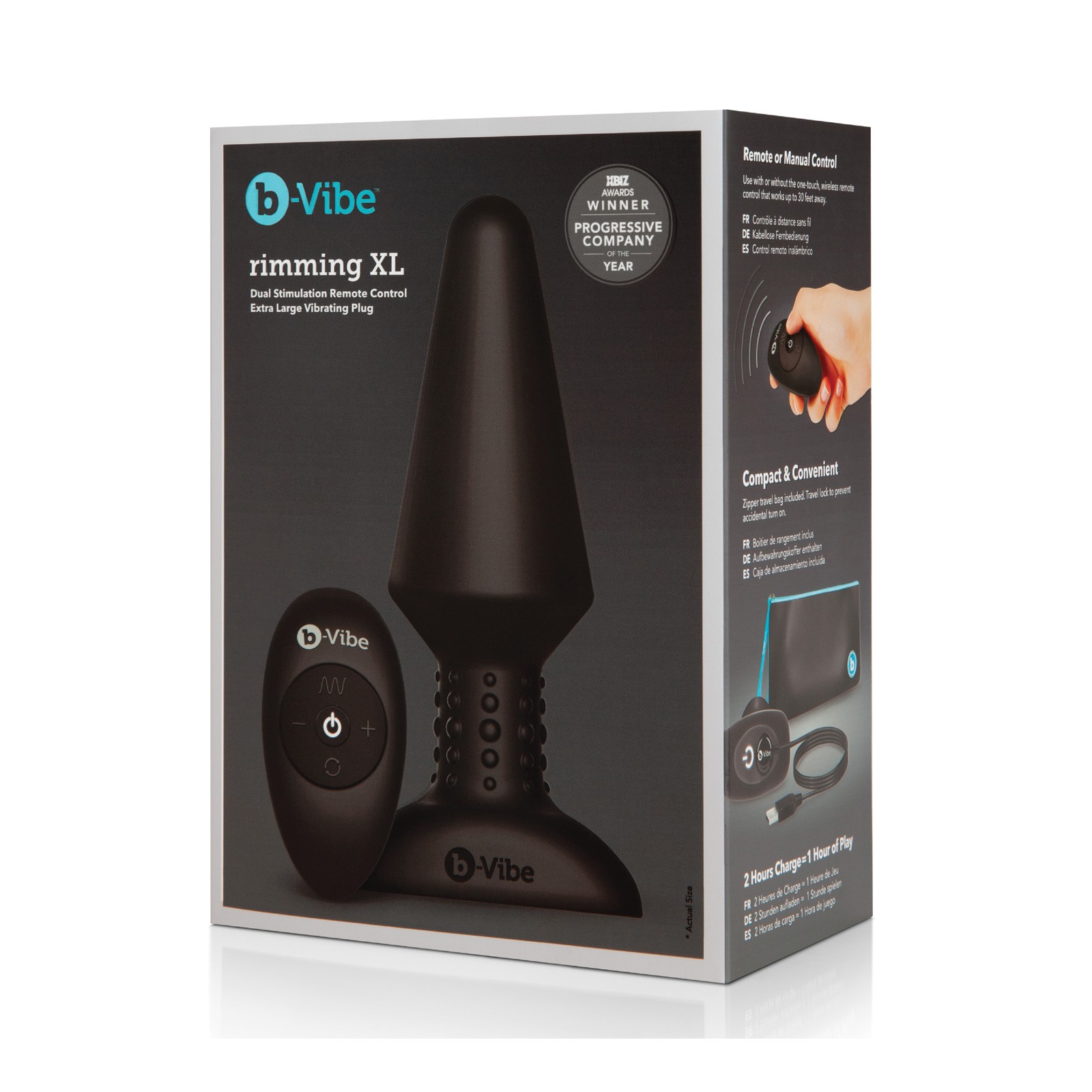 Plug Rimming XL Negro b-Vibe para Placer Anal Avanzado