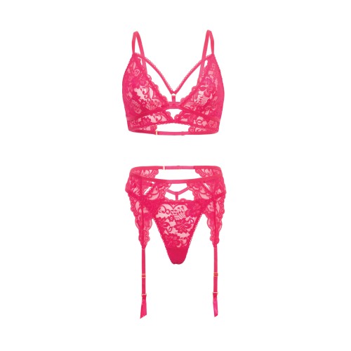 Aphrodite Lace Keyhole Bralette Set - Raspberry