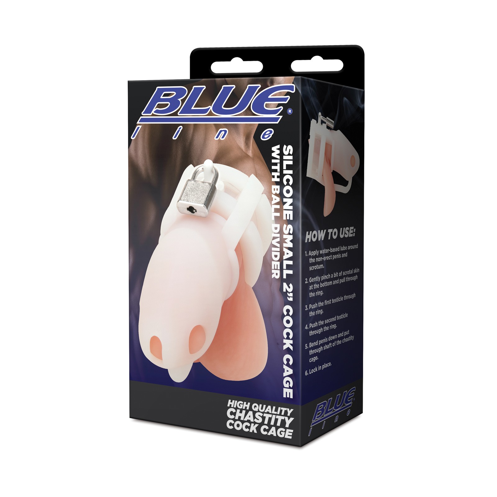 Blue Line Mini Cock Cage with Ball Divider White