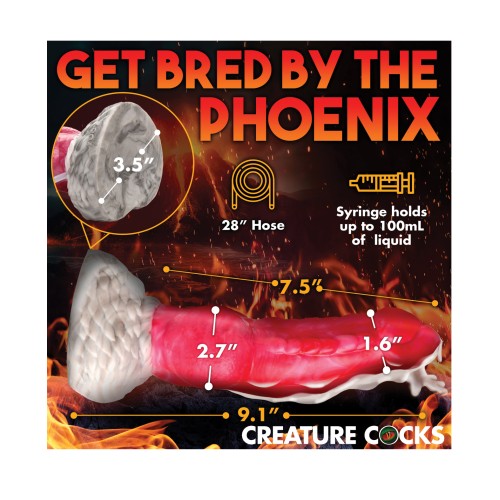 Creature Cocks Squirting Phoenix Dildo - Red/White