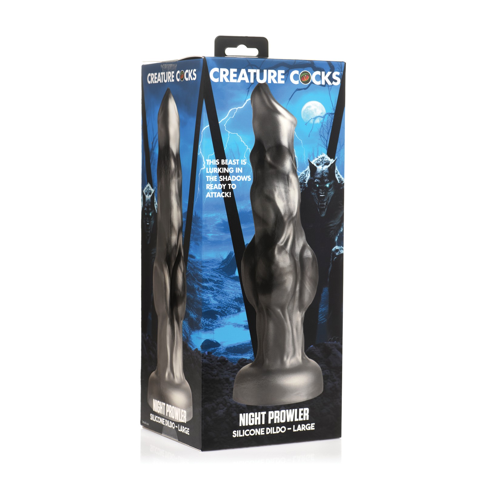 Dildo de Silicona Creature Cocks Night Prowler - Grande Negro/Plateado