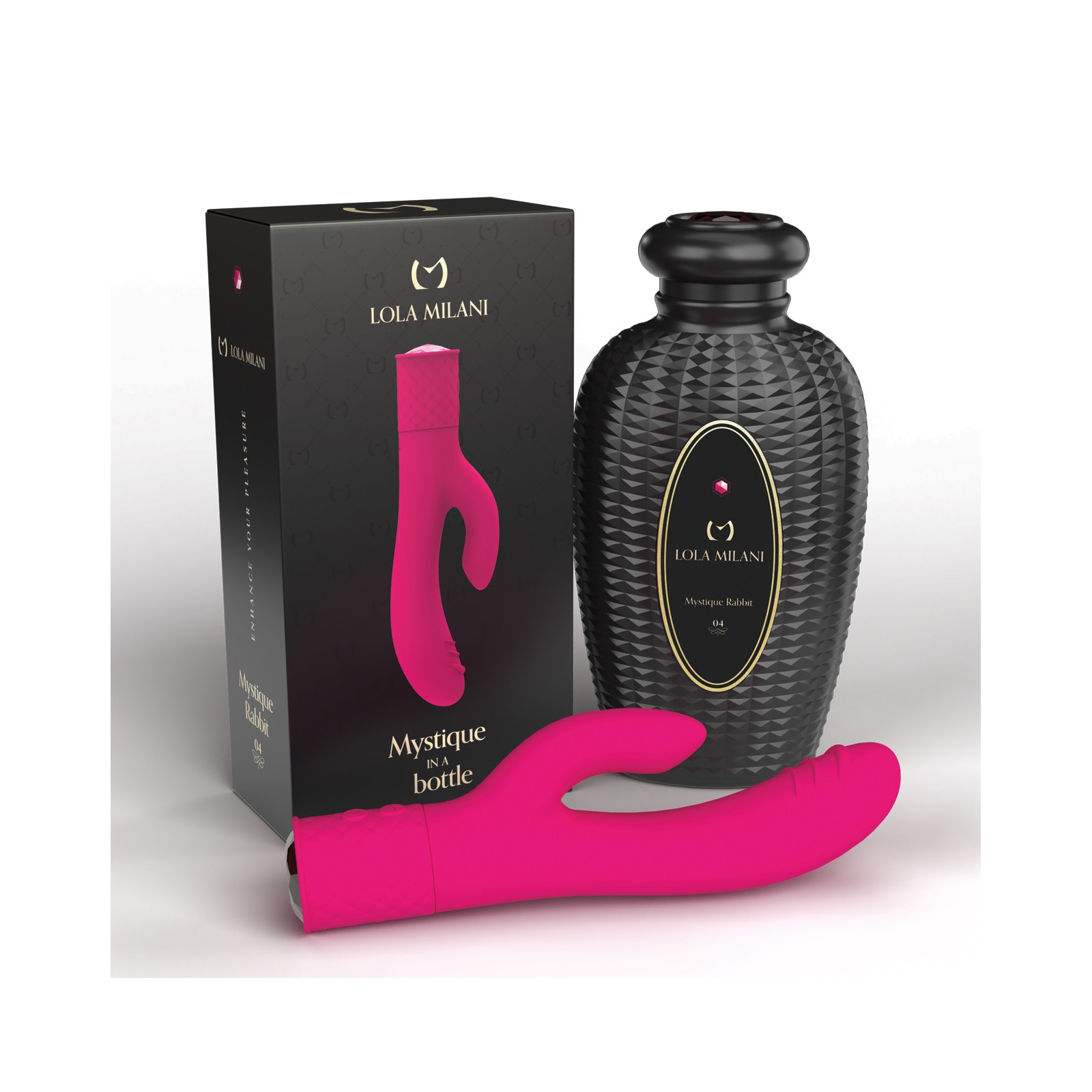 Conejito Mystique Lola Milani Botella Negra Fucsia