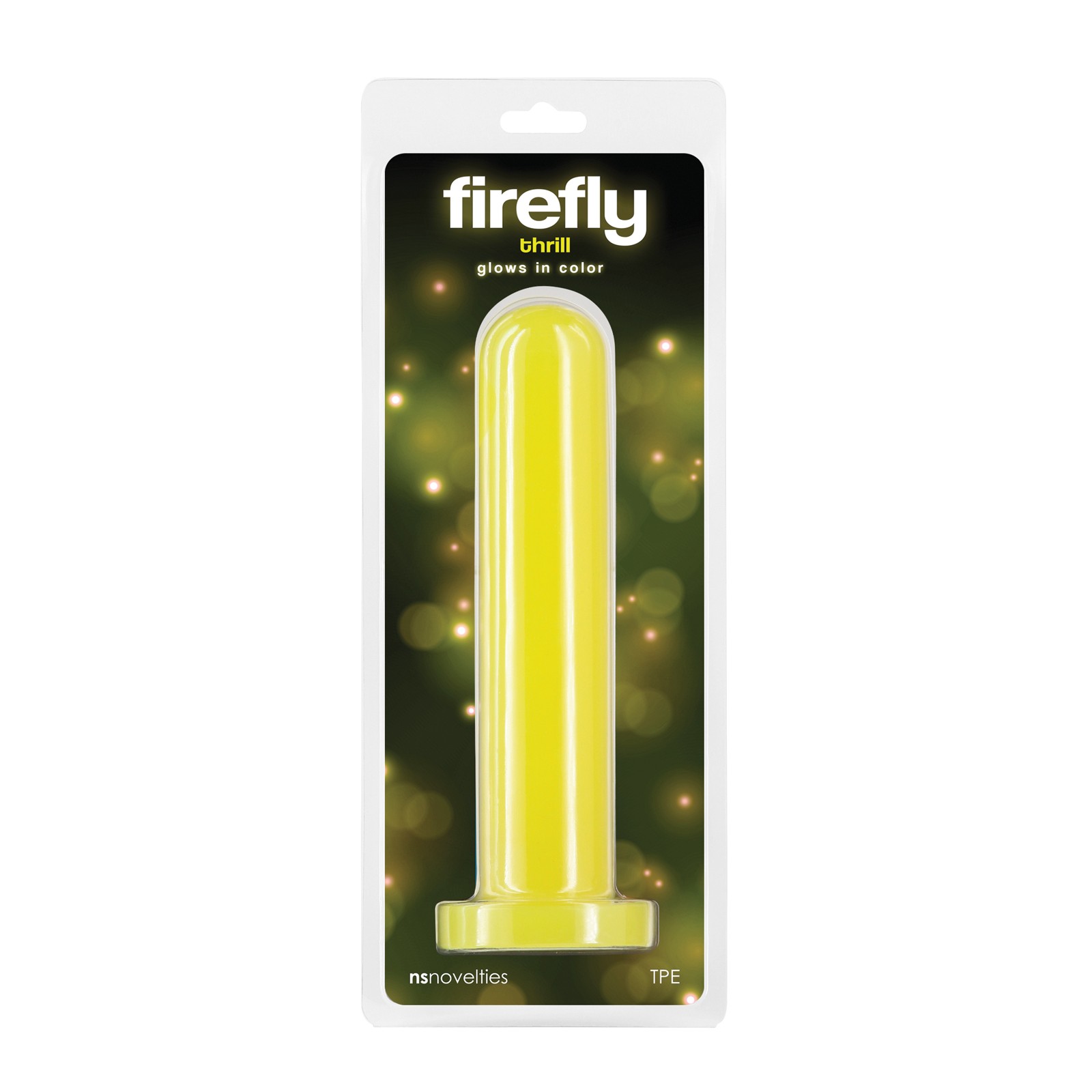 Dildo Firefly Thrill que Brilla en la Oscuridad - Grande Amarillo