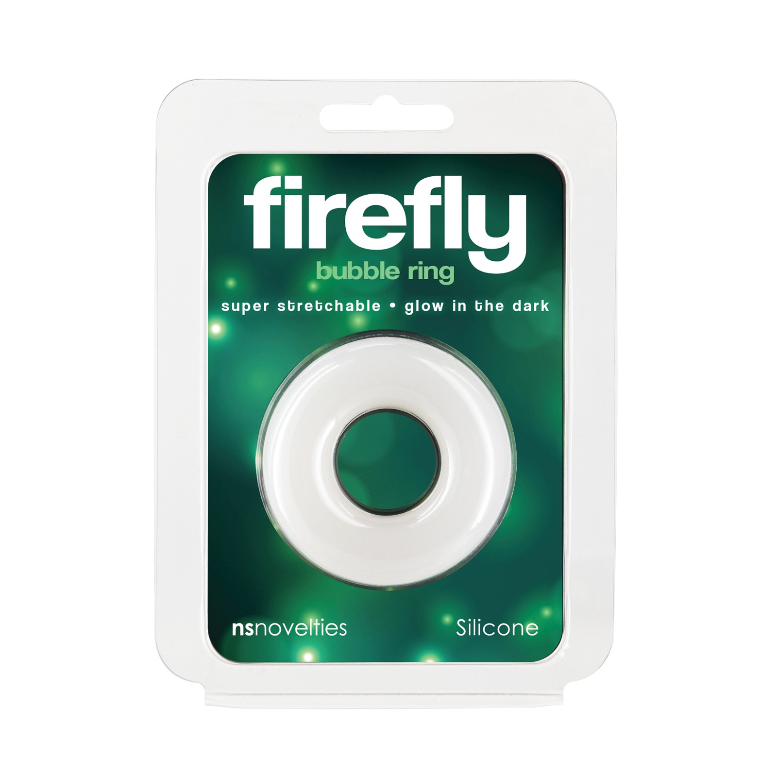 Firefly Glow in the Dark Bubble Cock Ring Medium White