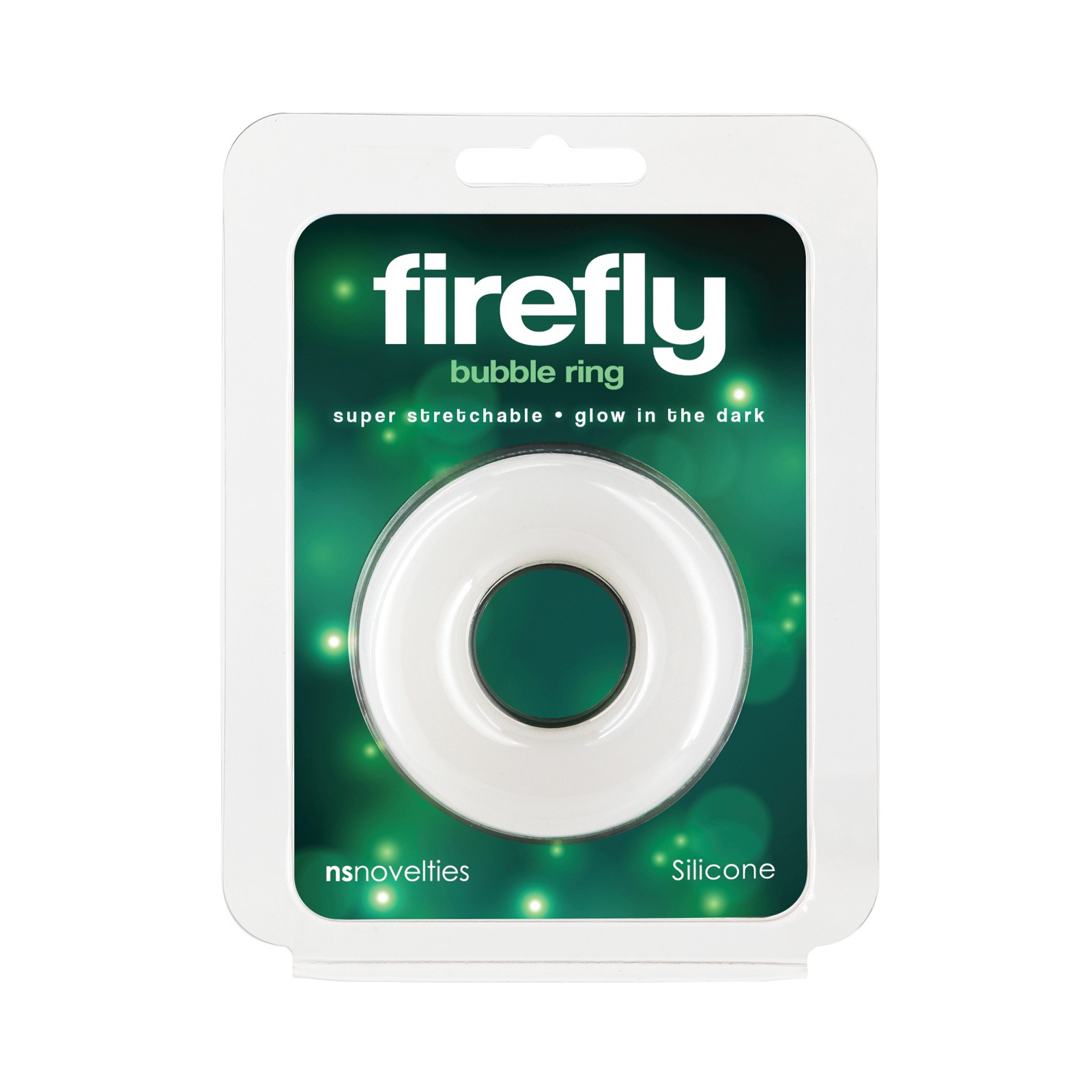 Firefly Glow in the Dark Bubble Cock Ring Large White