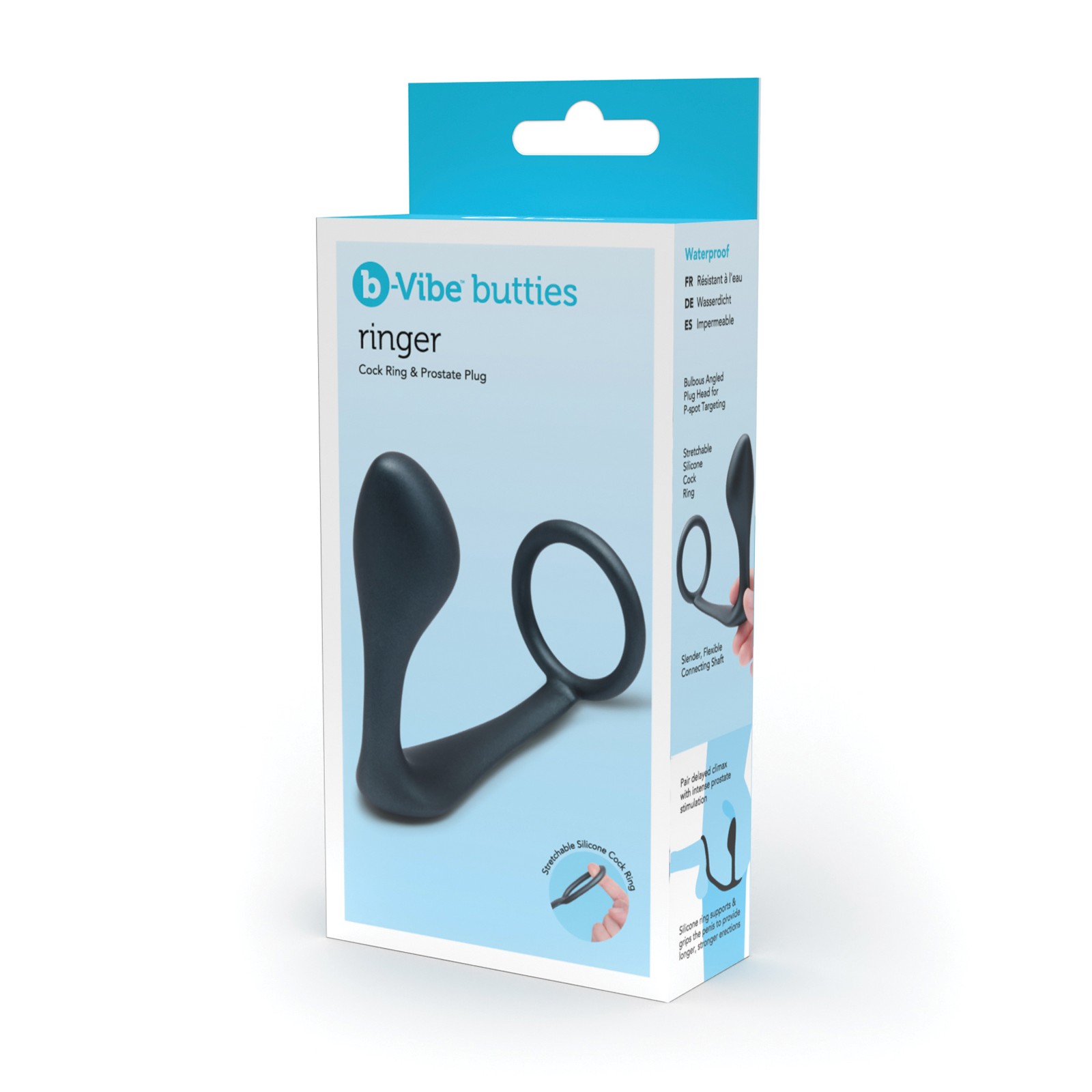 b-Vibe Ringer Cock Ring y Plug Prostático Negro