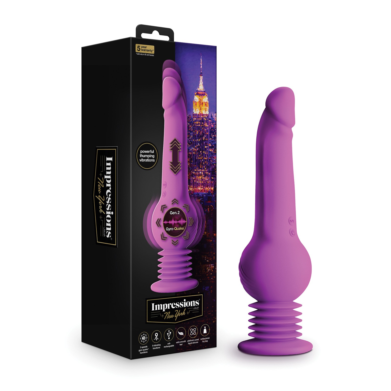 Blush Impressions New York Gyro Quake Dildo - Purple