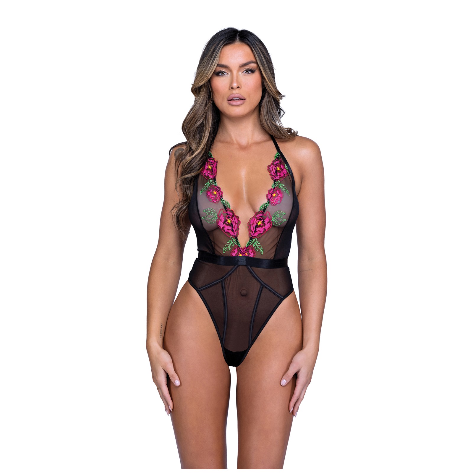 Peony Paradise Teddy Black XL - Feminine Elegance