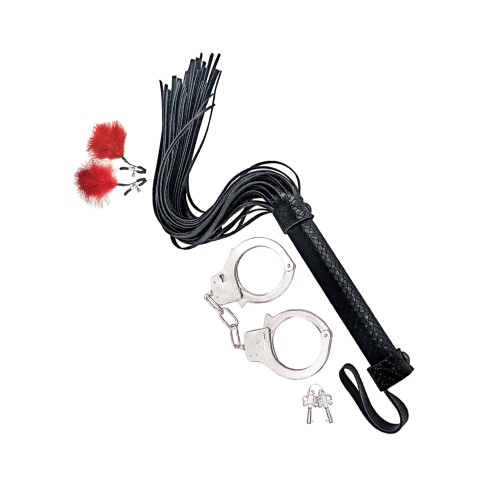 Beginner's Bondage Whip & Cuff Set by Nasstoys