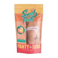 Sweet Treats Crotchless Thong with Peach Lube