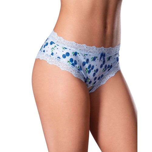 Shorts Crotchless Sweet Treats con Lubricante de Arándano - Azul L/XL