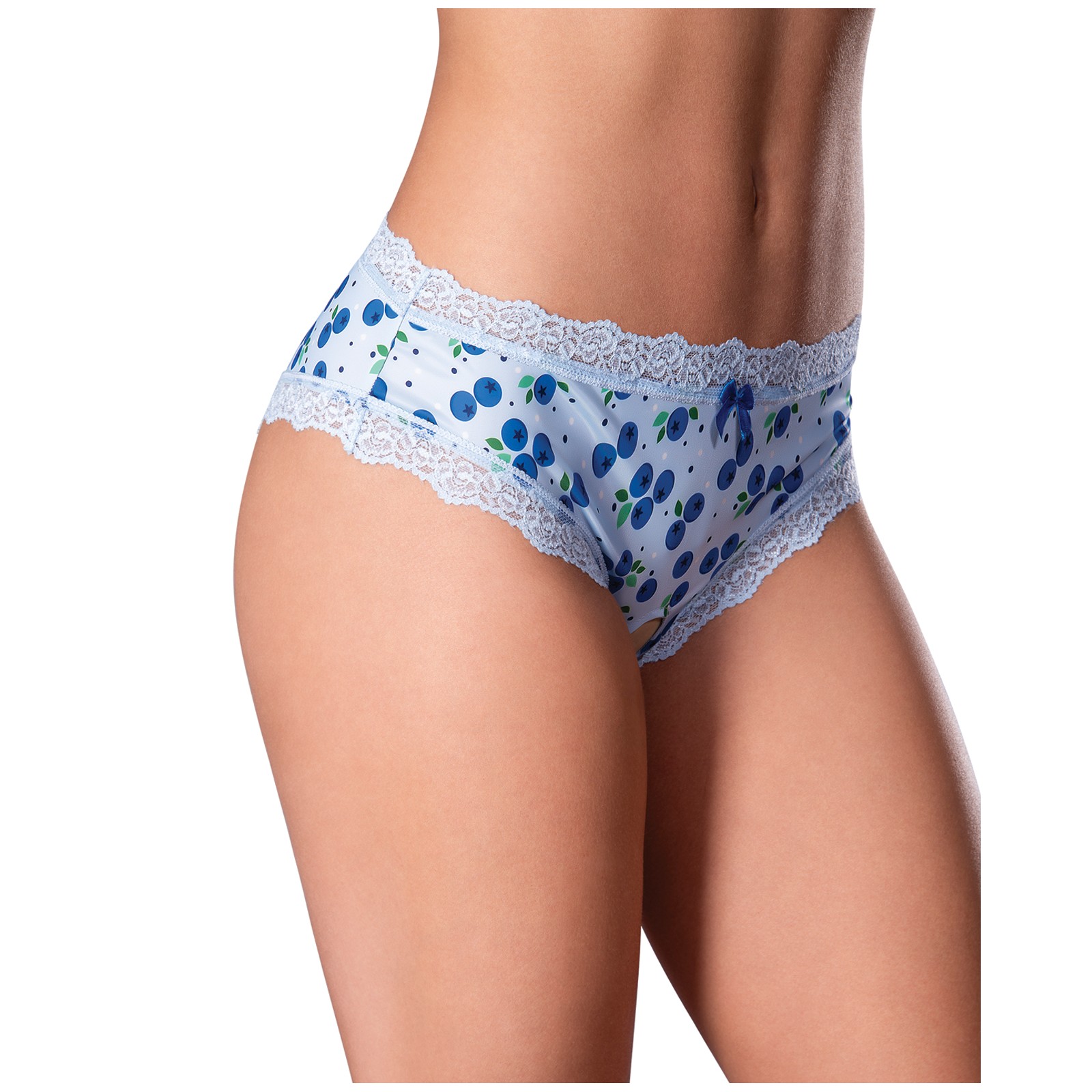 Shorts Crotchless Sweet Treats con Lubricante de Arándano - Azul L/XL