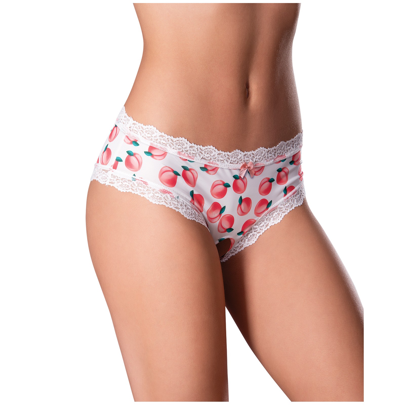 Sweet Treats Crotchless Boy Short with Lube - White L/XL