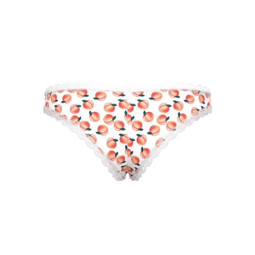 Culotte Crotchless Sweet Treats con Lubricante - Blanco L/XL