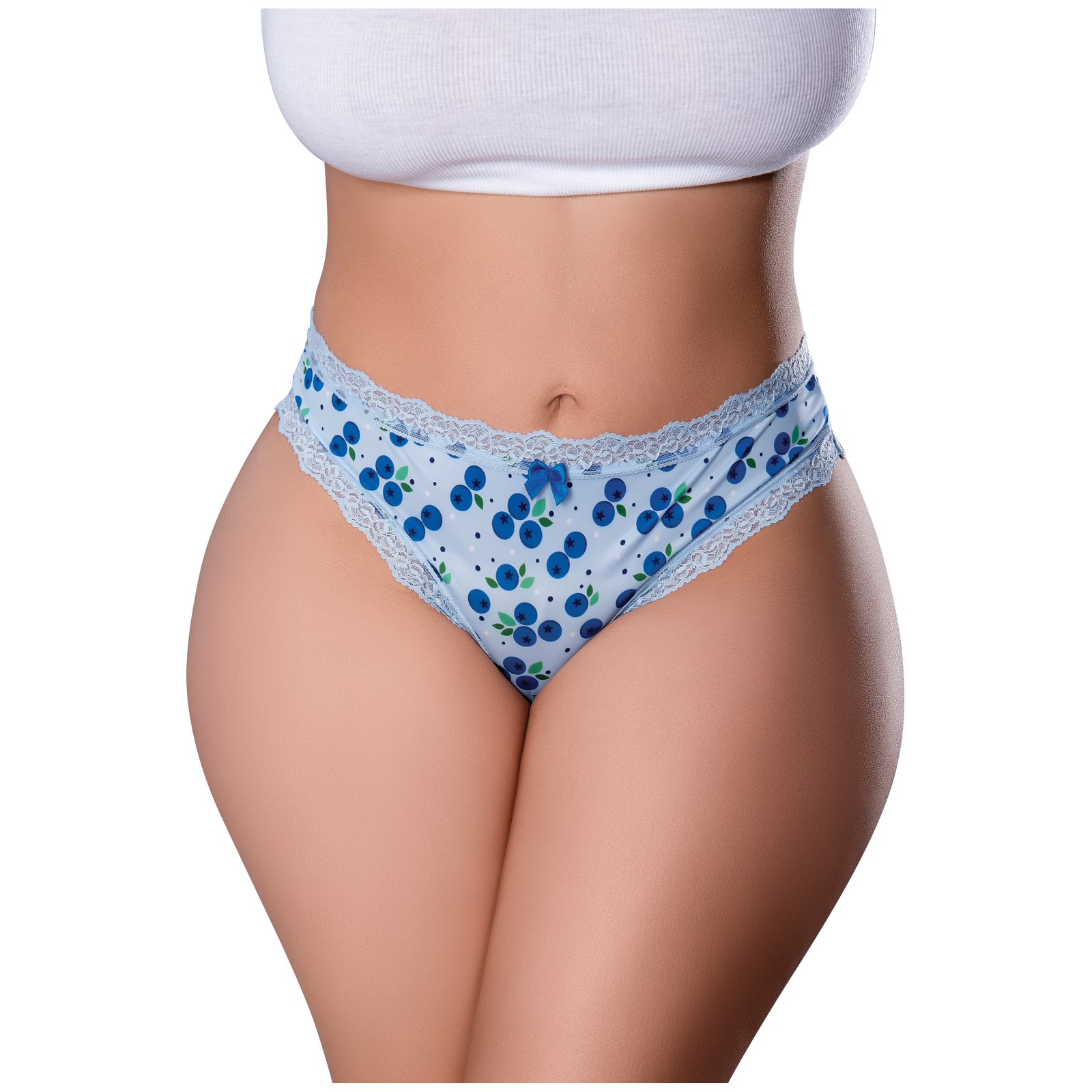 Tanga Crotchless Sweet Treats con Lubricante Comestible Azul QN