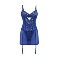 Kehlani Underwire Babydoll with Garters & G-String - Cobalt Blue