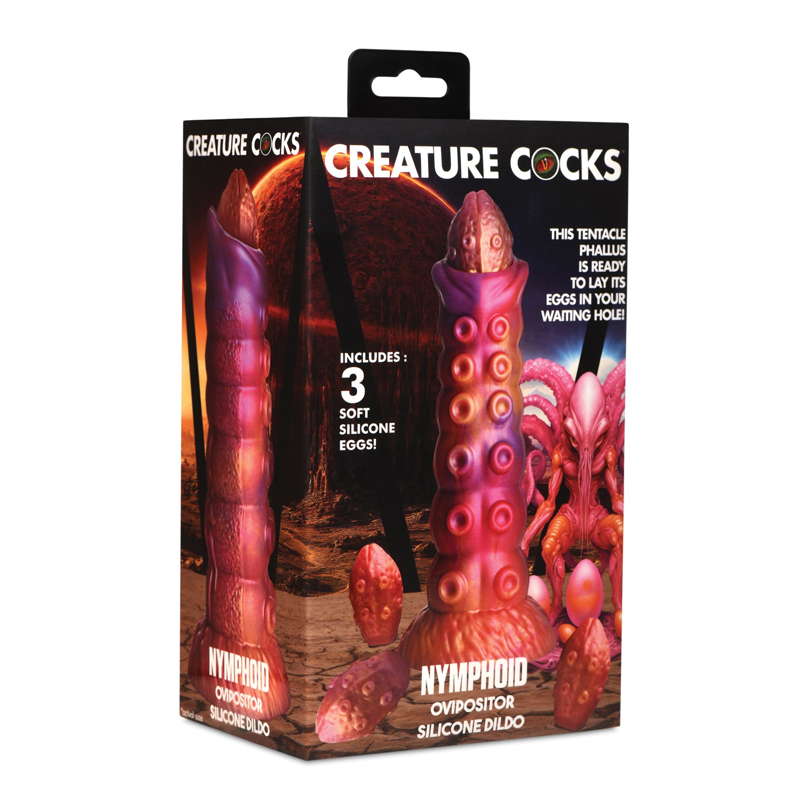 Dildo de Silicona Ovipositor Nymphoid Creature Cocks con Huevos - Multicolor