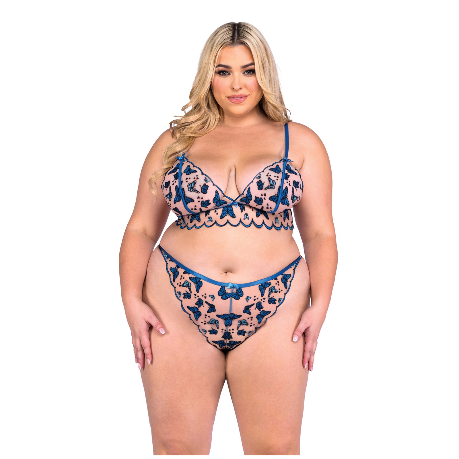 Butterfly Beauty Bralette & Panty Set Blue 2X