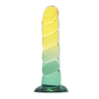 Dong de TPR Gradiente Jelly Swirl Pequeño Amarillo/Menta