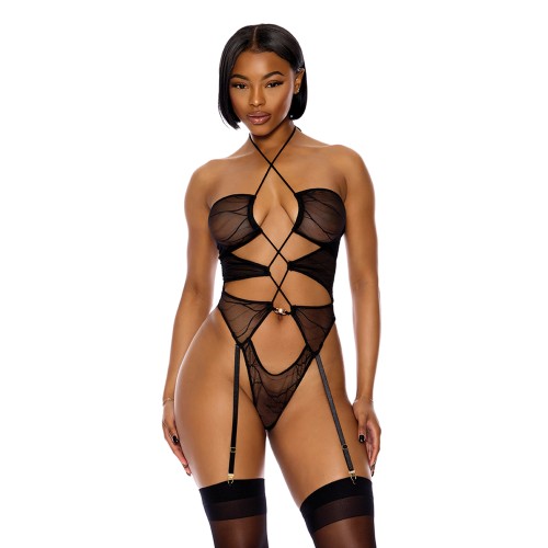 Sheer Wave Mesh Halterneck Teddy Buy Online