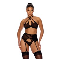 Conjunto de Brassière y Faja de Malla Sentir Mariposas