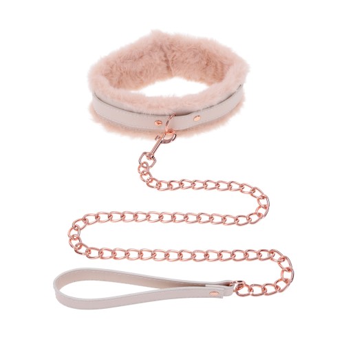 Peach Faux Fur Collar and Leash for Flirtatious Play