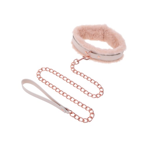 Peach Faux Fur Collar and Leash for Flirtatious Play