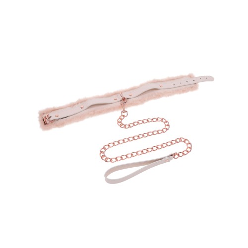 Peach Faux Fur Collar and Leash for Flirtatious Play