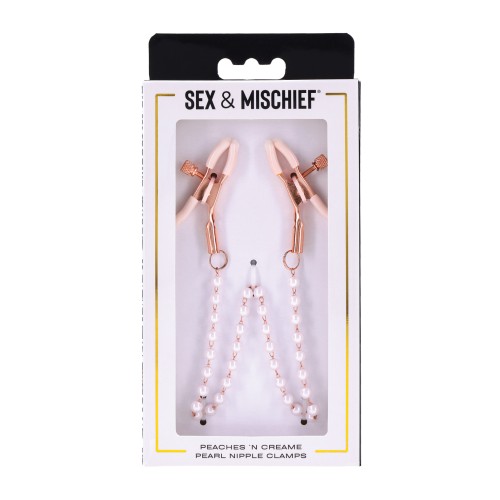 Sex & Mischief Pearl Nipple Clamps Peaches n Cream