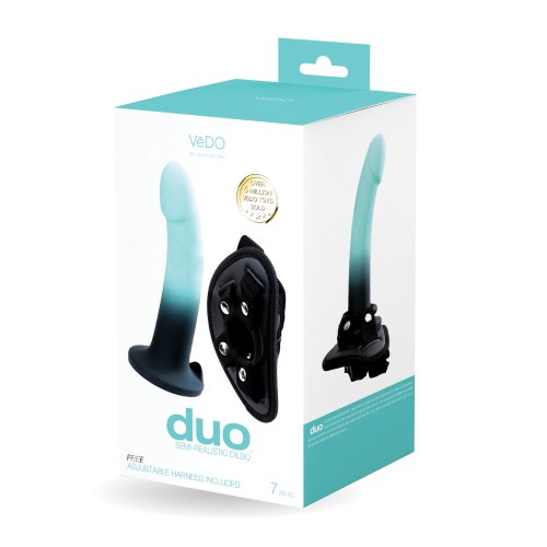 VeDO Duo Silicone Dildo Harness Turquoise Black