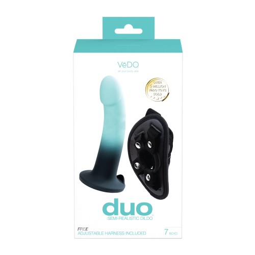 VeDO Duo Silicone Dildo Harness Turquoise Black