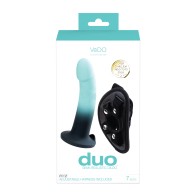 Dildo de Silicona Duo con Arnés Turquesa Negro