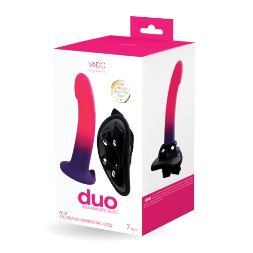 VeDO Duo Silicone Dildo w/Harness Pink/Purple