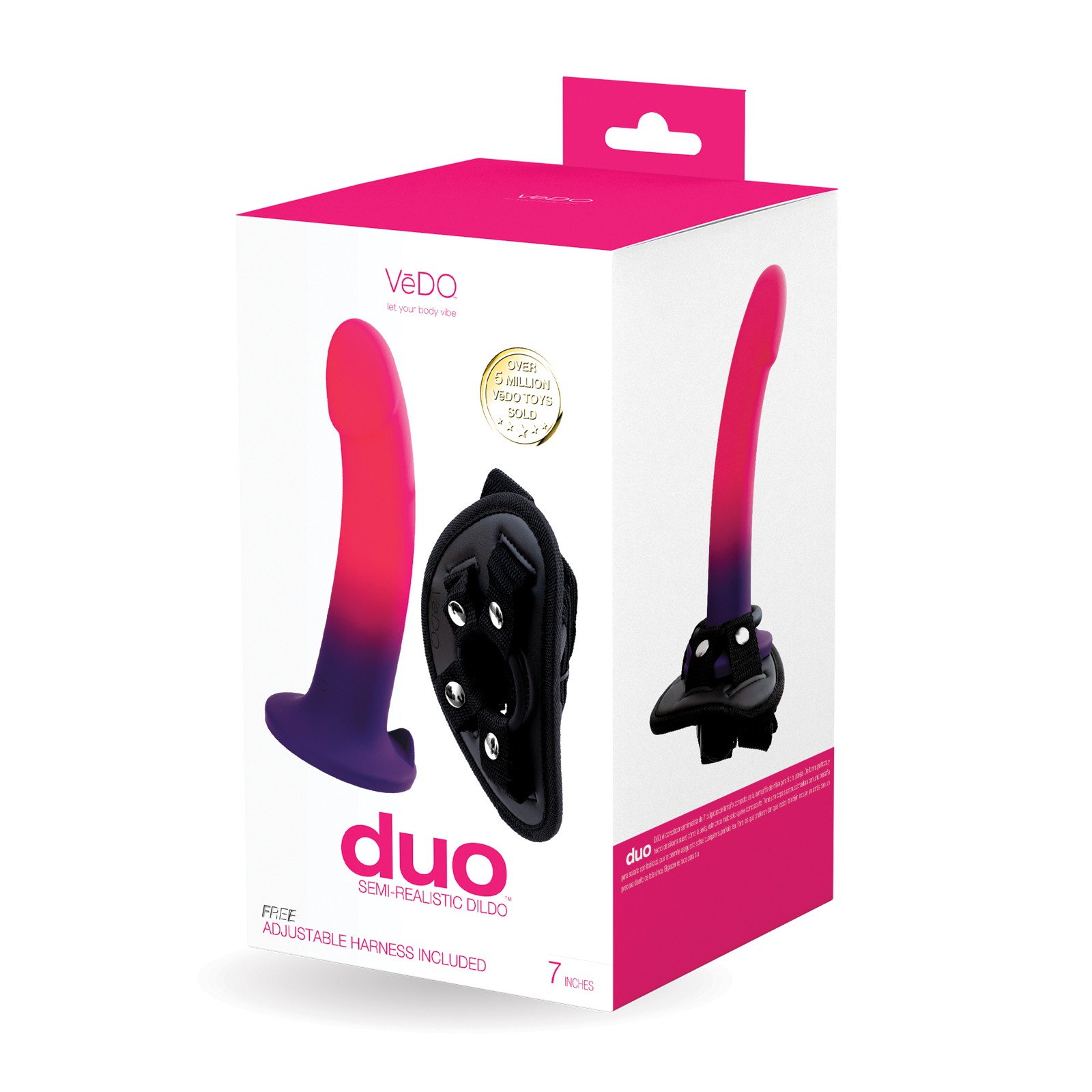 Dildo de Silicona Duo con Arnes Rosa/Púrpura