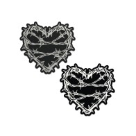 Pastease Barbed Wire Heart Reflective Nipple Covers - Bold Fashion