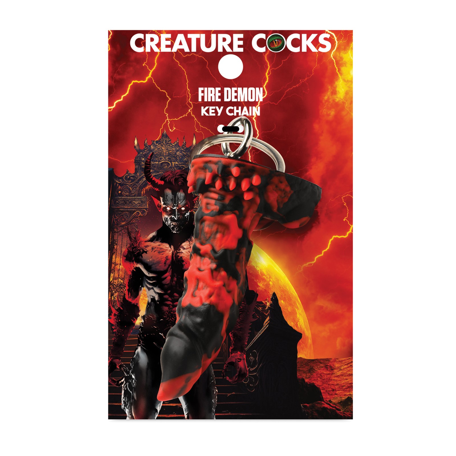 Creature Cocks Fire Demon Keychain - Fantasy Fun