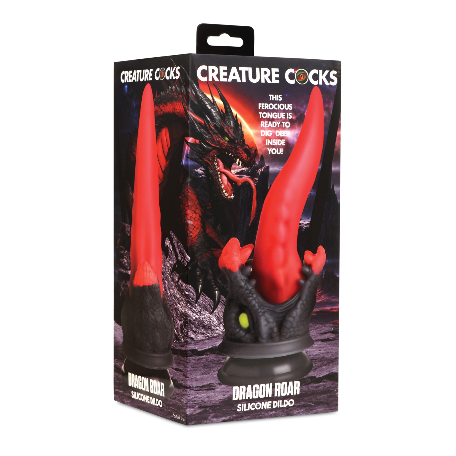 Creature Cocks Dragon Roar Silicone Dildo - Red/Black