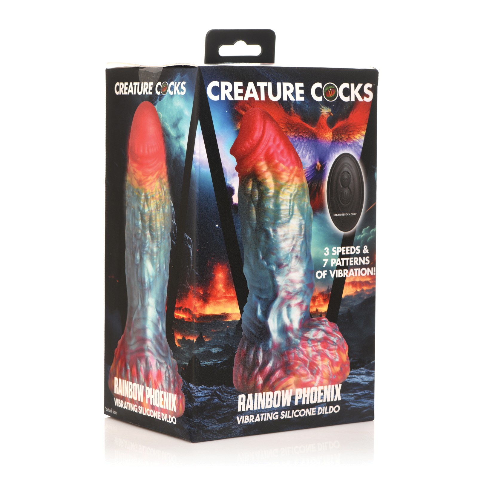 Dildo Vibrante Creature Cocks Rainbow Phoenix con Control Remoto - Arcoíris