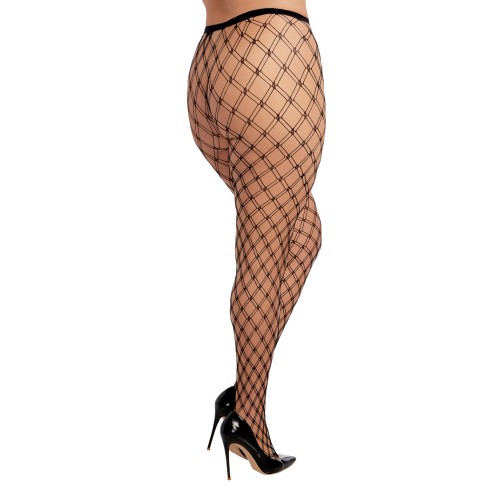 Double Knitted Fence Net Pantyhose Black QN