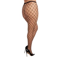 Double Knitted Fence Net Pantyhose Black QN