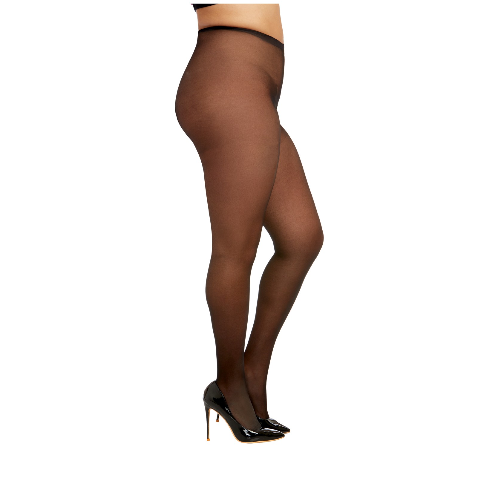 Pantyhose Transparentes sin Crotch Negro Talla QN