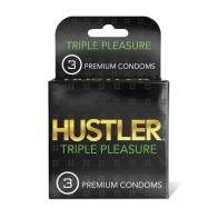 Condones Premium Triple Placer Hustler Paquete de 3 - Calidad y Comodidad